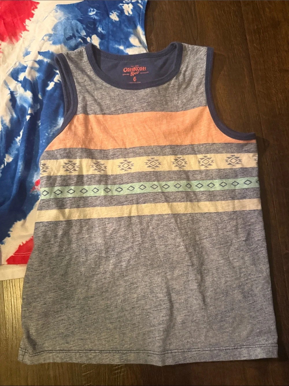 OshKosh B'gosh Boys 3-Pack Tanks with Blue, Gray & Red Patterns